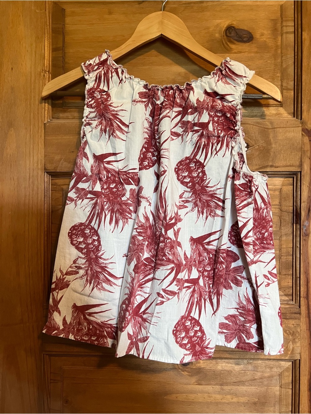 a.n.a White Tank Top with Red Pineapple Print